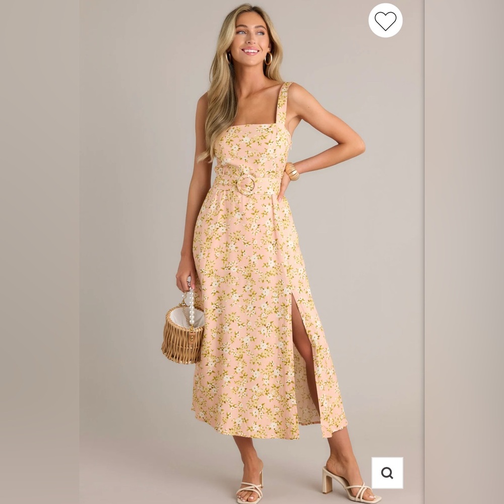 Floral Peach Midi Dress